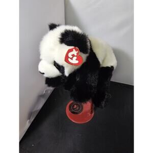 Vintage 1997 ty Realistic Bamboo the Panda Stuffed Animal Plush Toy 10.5" E1